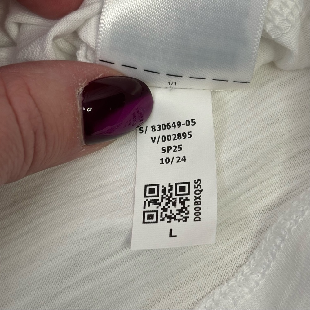 🏷️NWT Athleta Size Large Essential Slub Tee Bright White Semi-Fitted Crew Neck - Picture 6 of 16